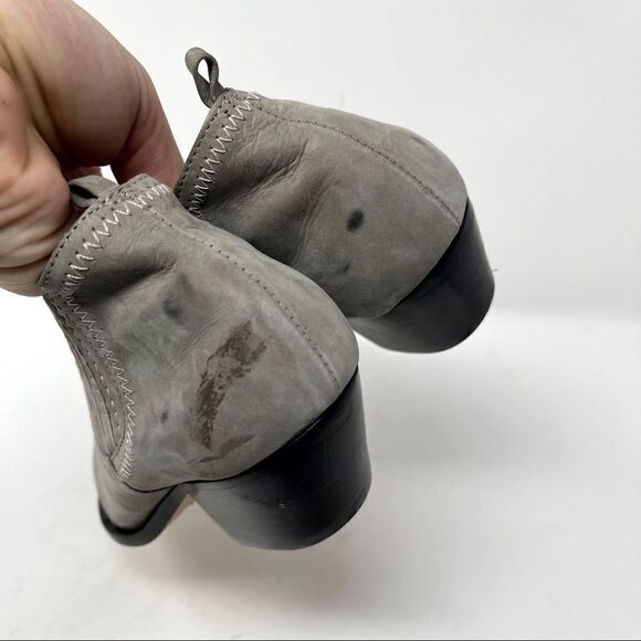 SCHUTZ Grey Nubuck Western Pointed Toe Booties 8 - Picture 6 of 7